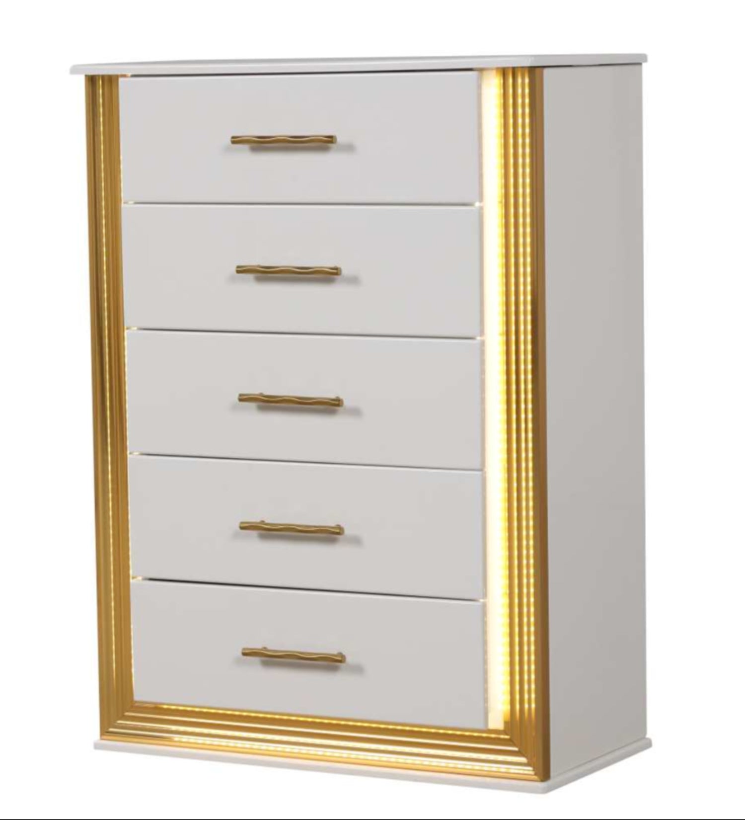 Obsession White & Rose Gold Bedroom Set With Upholstered Headboard 1581