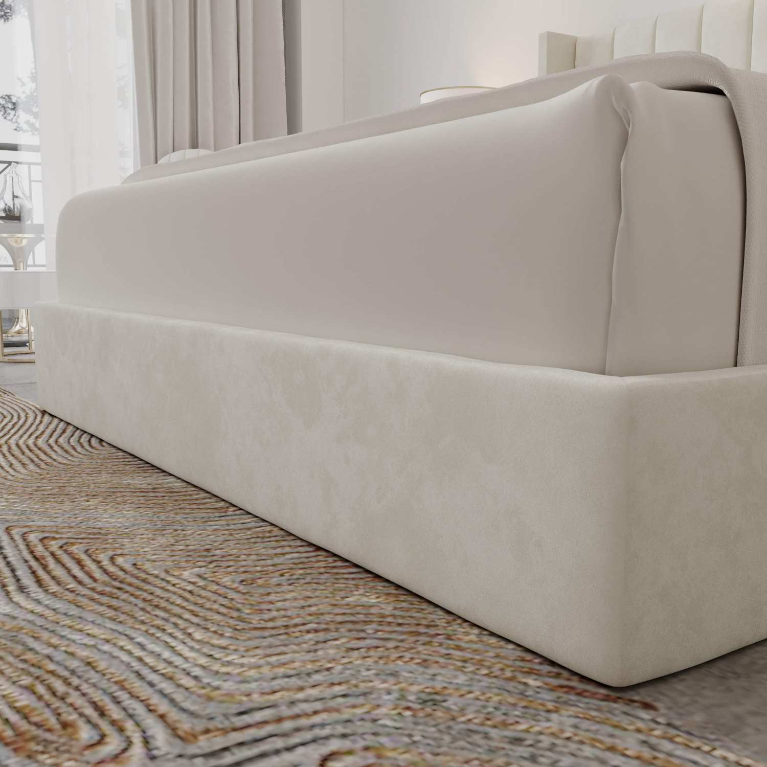 Oliver Hydraulic Lift Platform Storage Bed Ivory