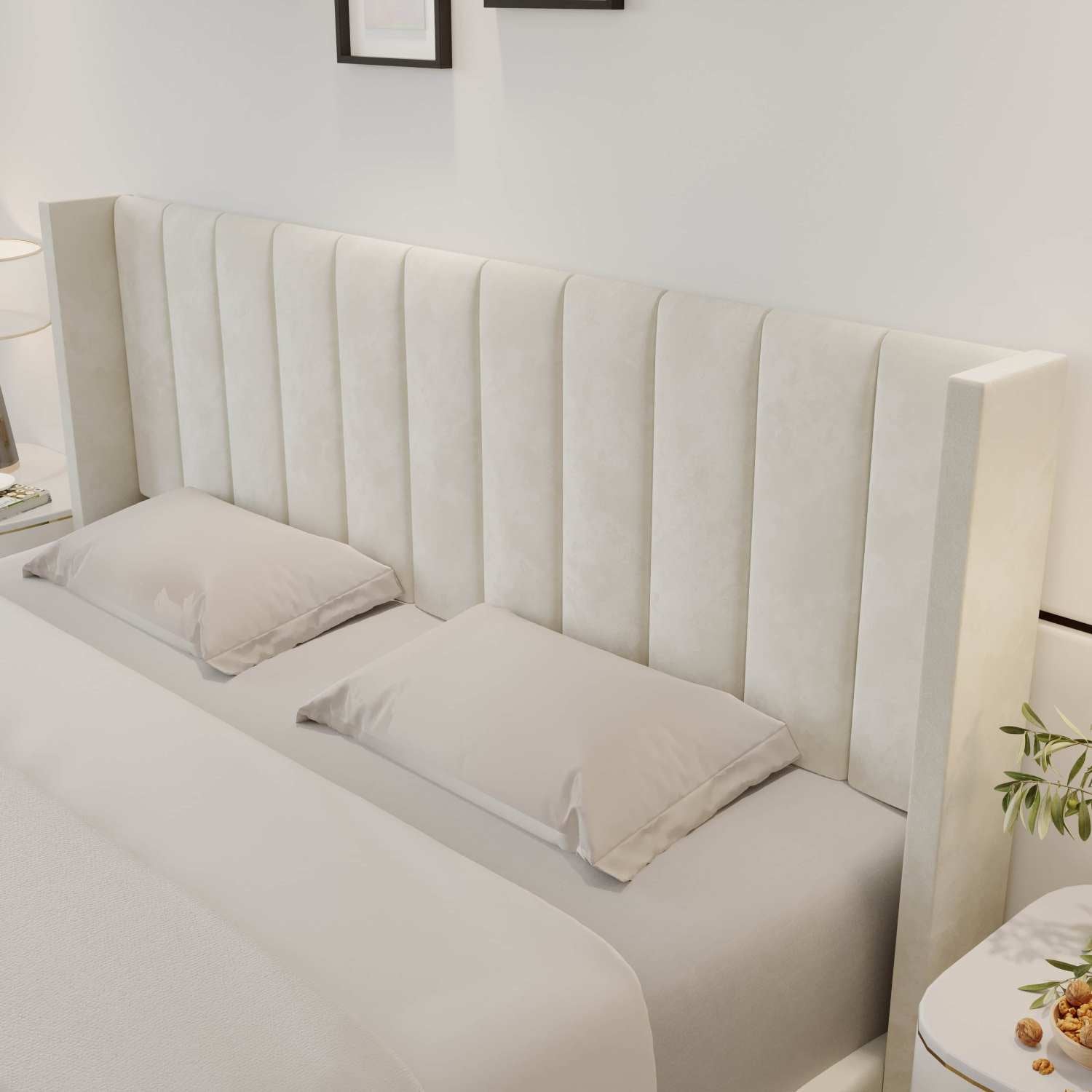 Oliver Hydraulic Lift Platform Storage Bed Ivory