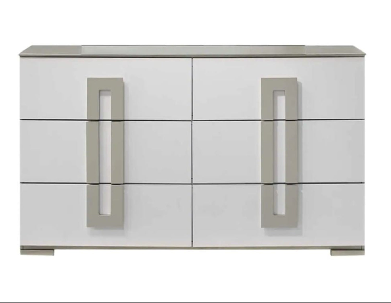 Olivia High-Gloss White Lacquer Finish Bedroom Set with LED Headboard 1821