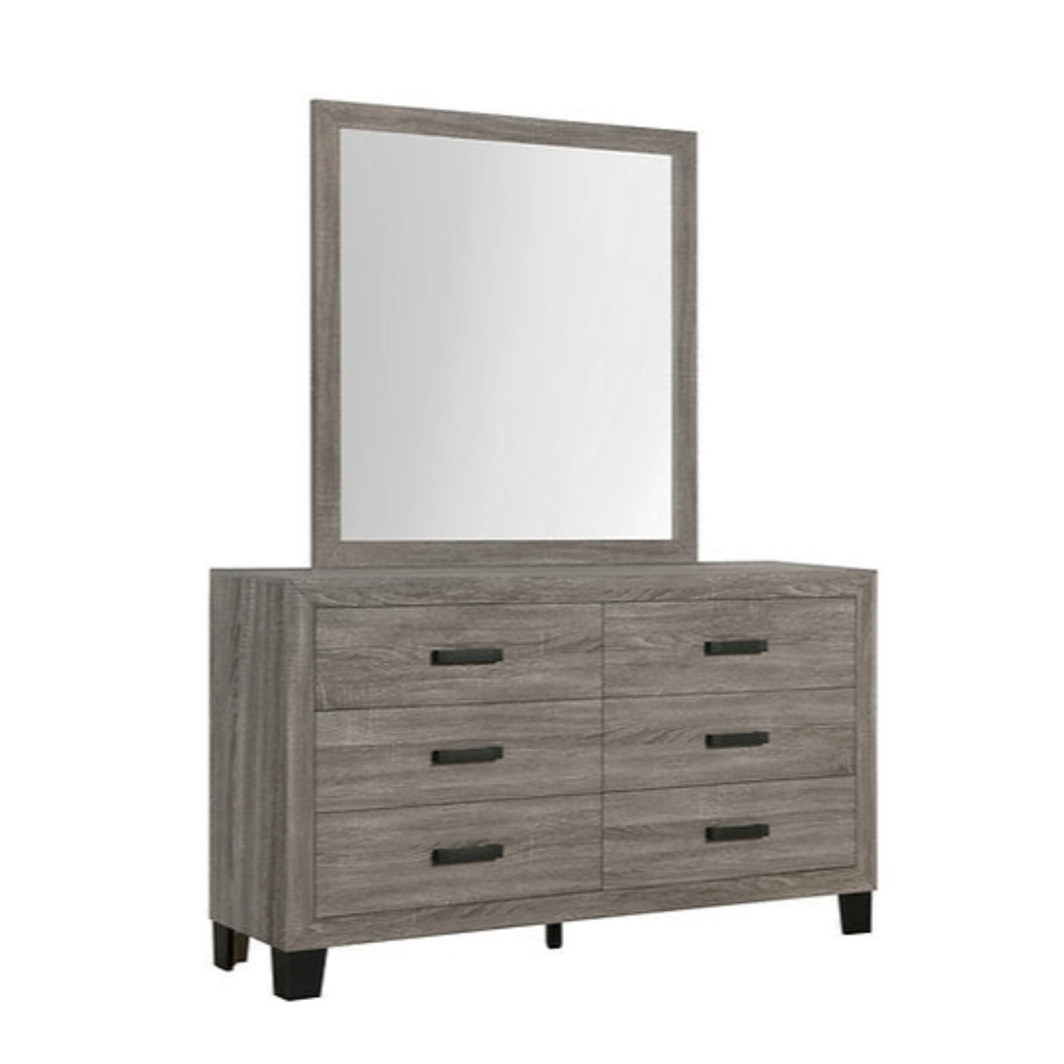 Olivia Taupe Wooden Dresser & Mirror with Black Legs