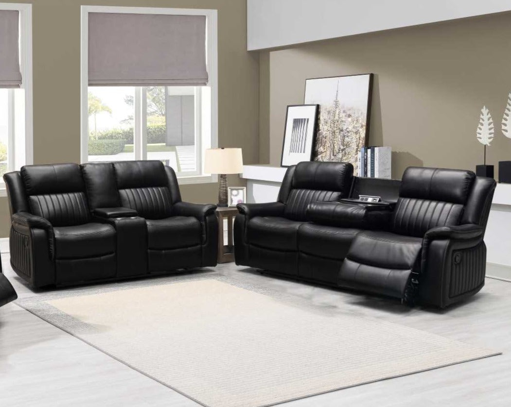 Omega Sofa Collection Black Air Leather