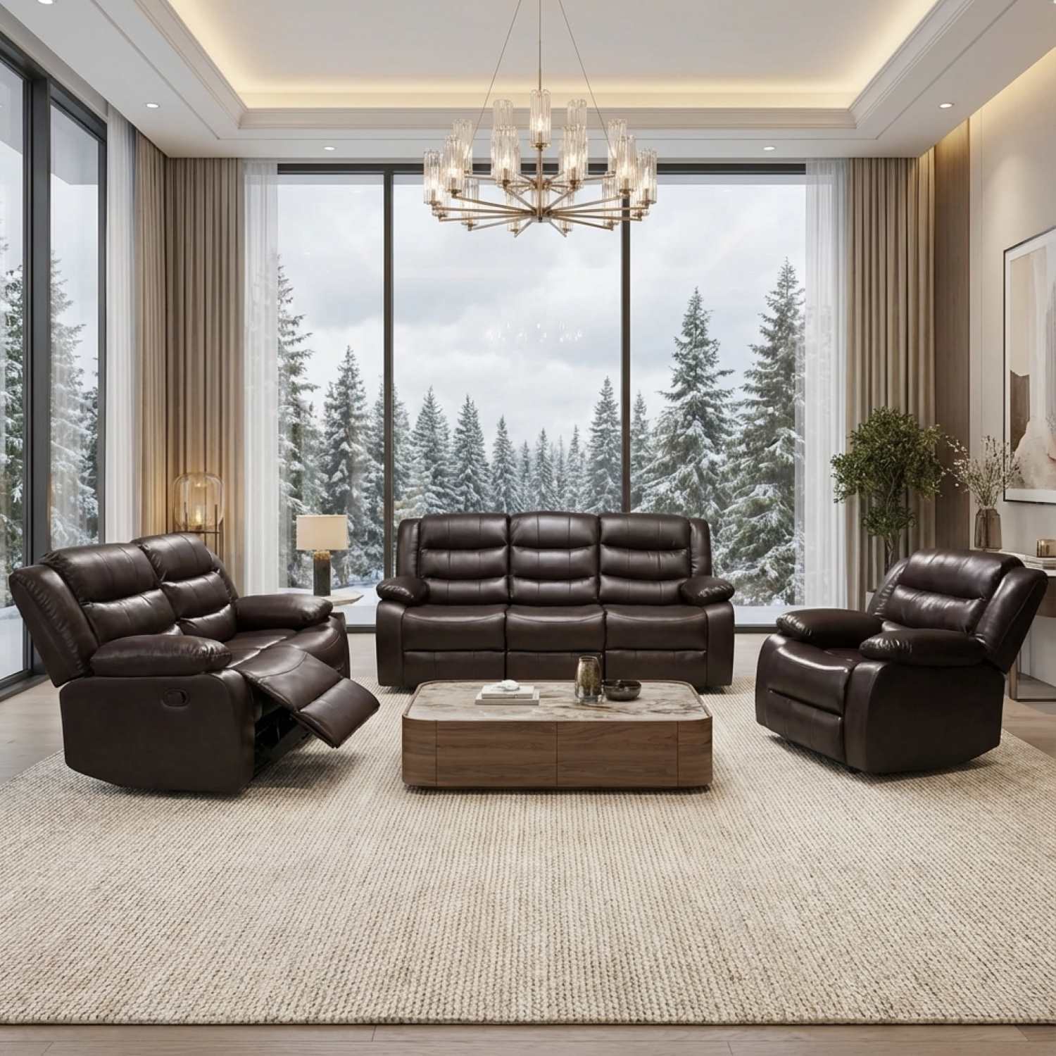 Onyx Prestige Air Leather Manual Recliner Sofa Set