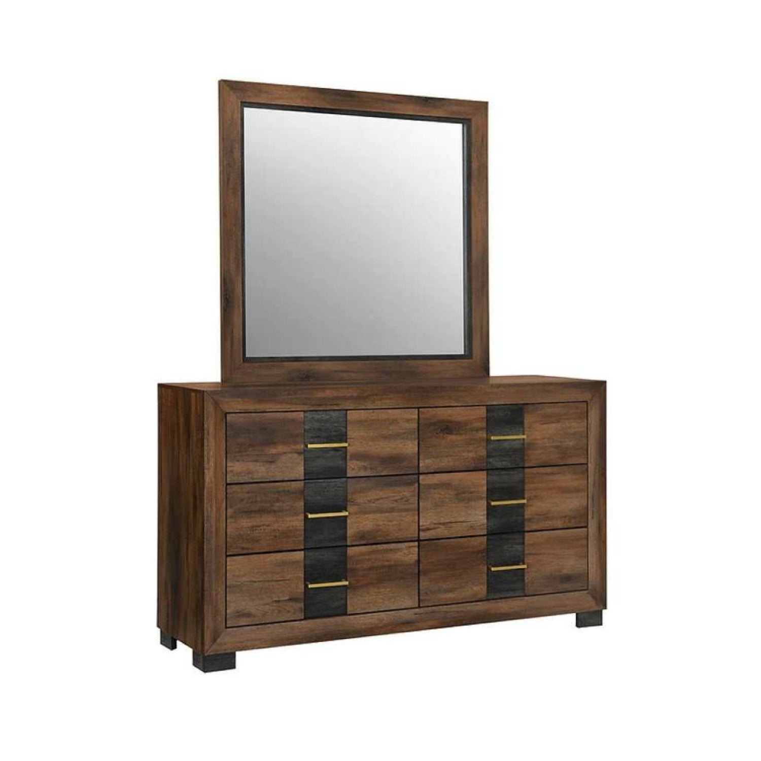 Optimus Wooden Bedroom Set Dark Brown & Walnut