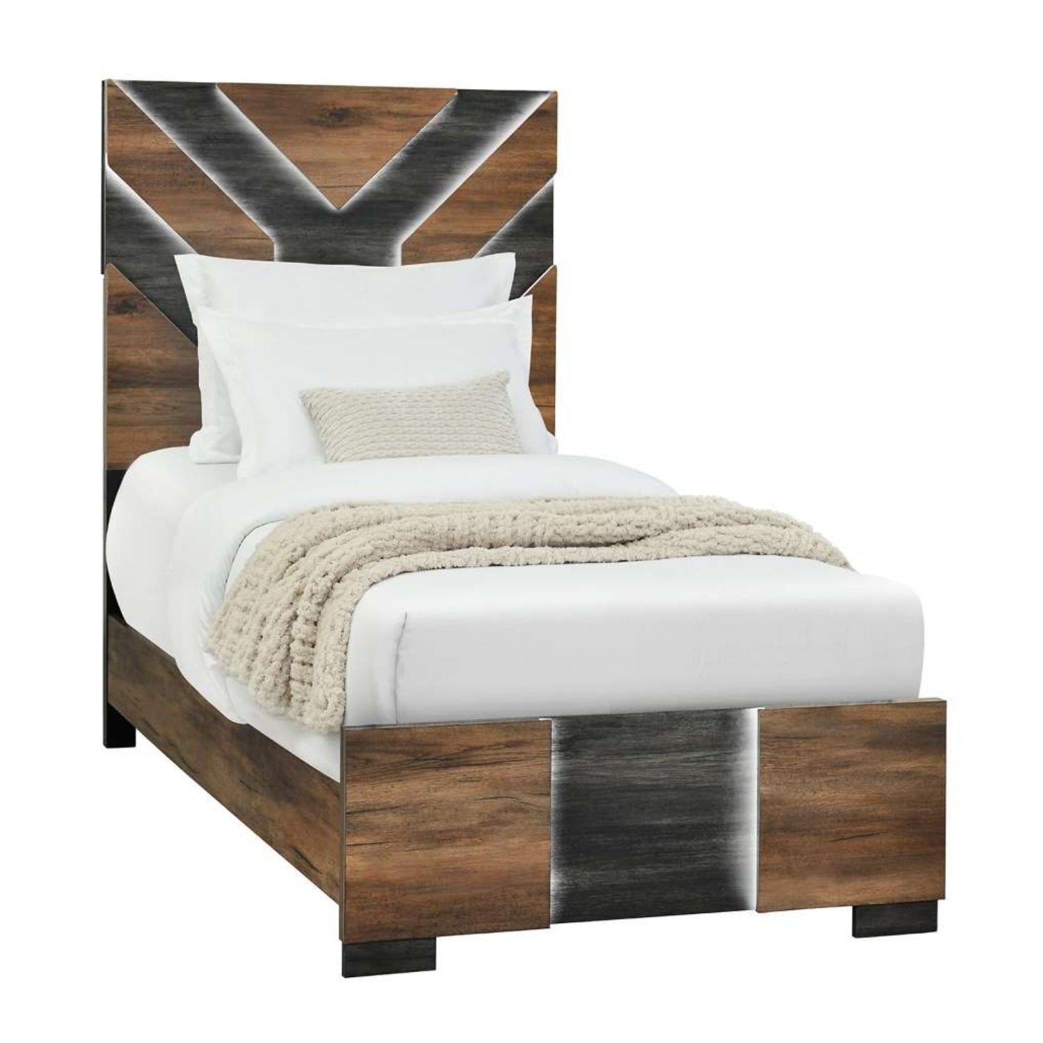 Optimus Wooden Bedroom Set Dark Brown & Walnut