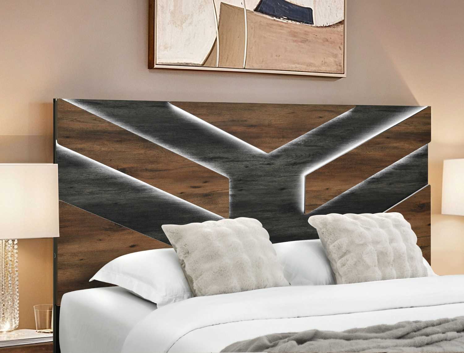Optimus Wooden Bedroom Set Dark Brown & Walnut