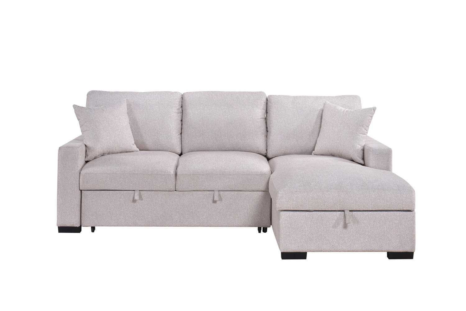 Pallas Beige Fabric Sofa Bed With Lift-Up Storage & Bookcase Arms 99630