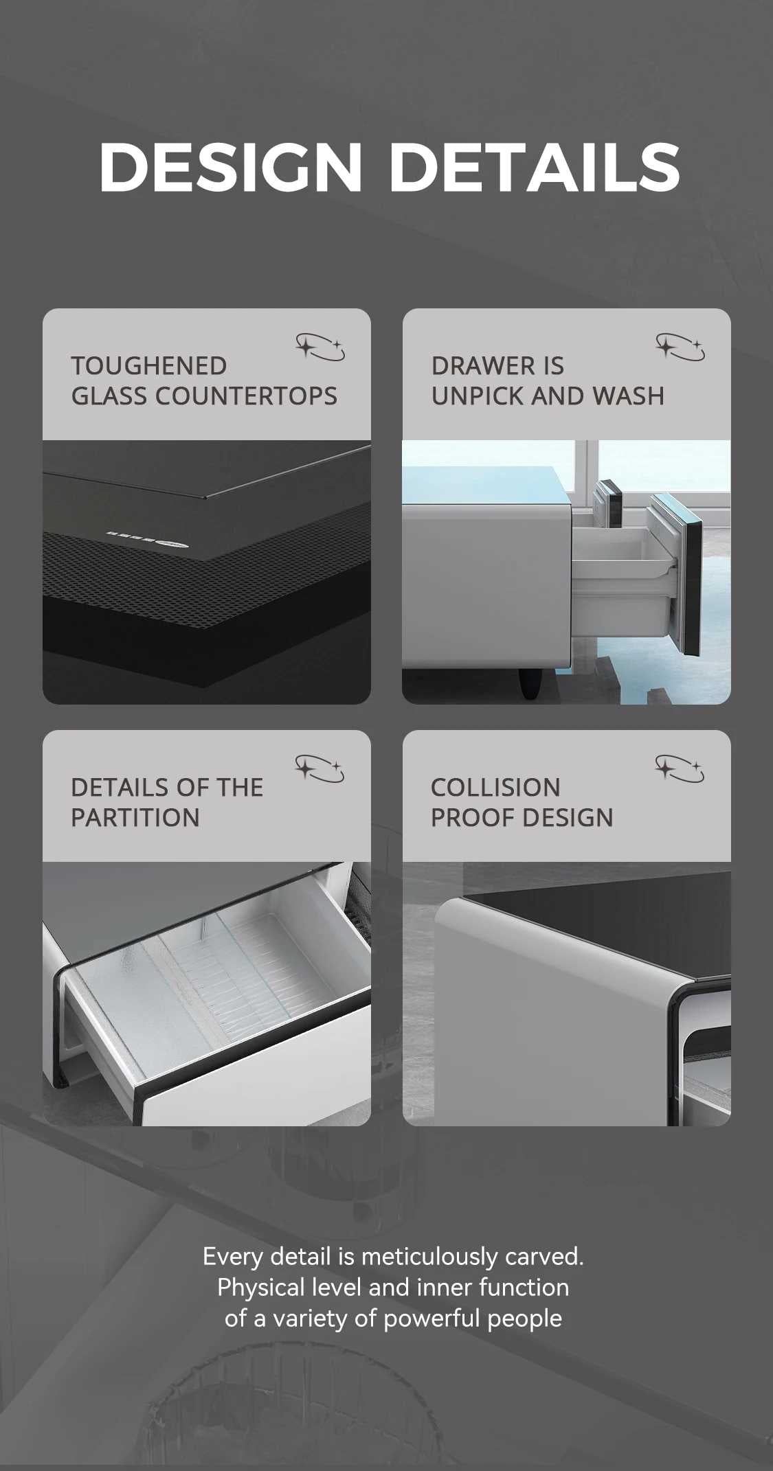 Party Time Smart Fridge Coffee Table With Music Player And Charging Station White