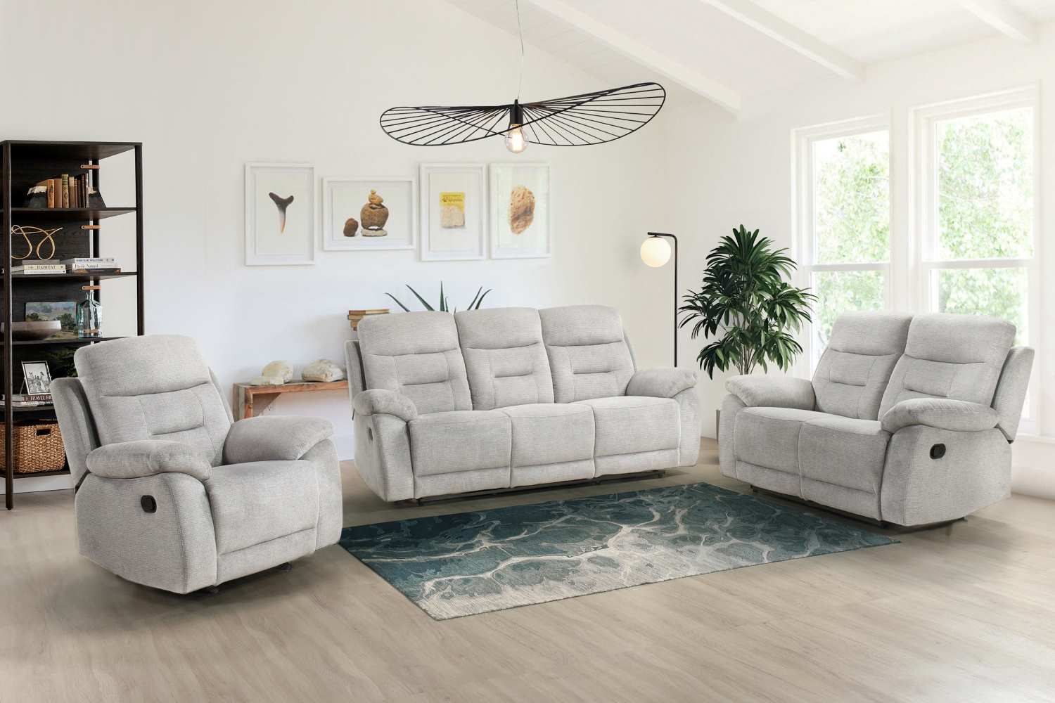 Perris Manual Woven Fabric Recliner Sofa Set Beige 9146BED