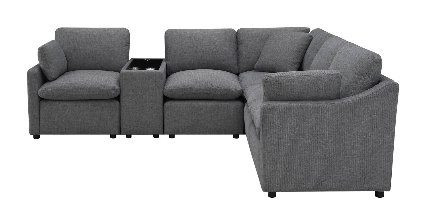 Pippa 6-Piece Modular Sectional with Console & Wireless Charger 99076GYSS6