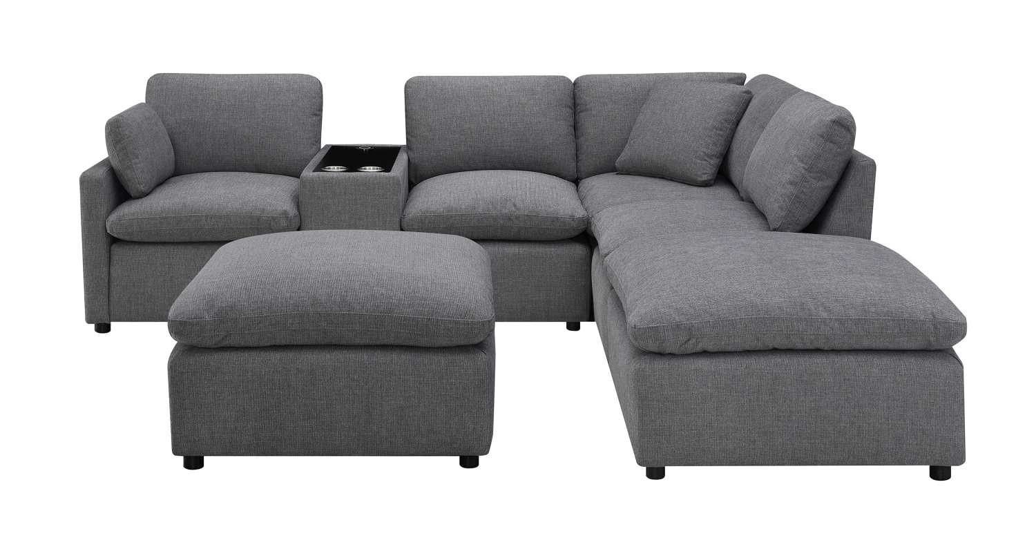 Pippa 7-Piece Modular Sectional with Console & Ottoman 99076GYSS7