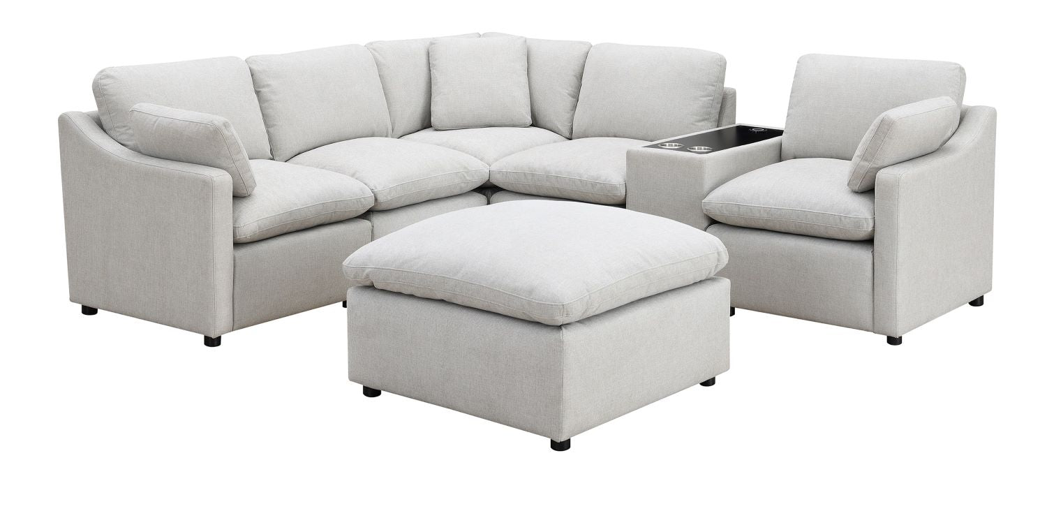 Pippa 7-Piece Modular Sectional with Console & Ottoman 99076LGYSS7