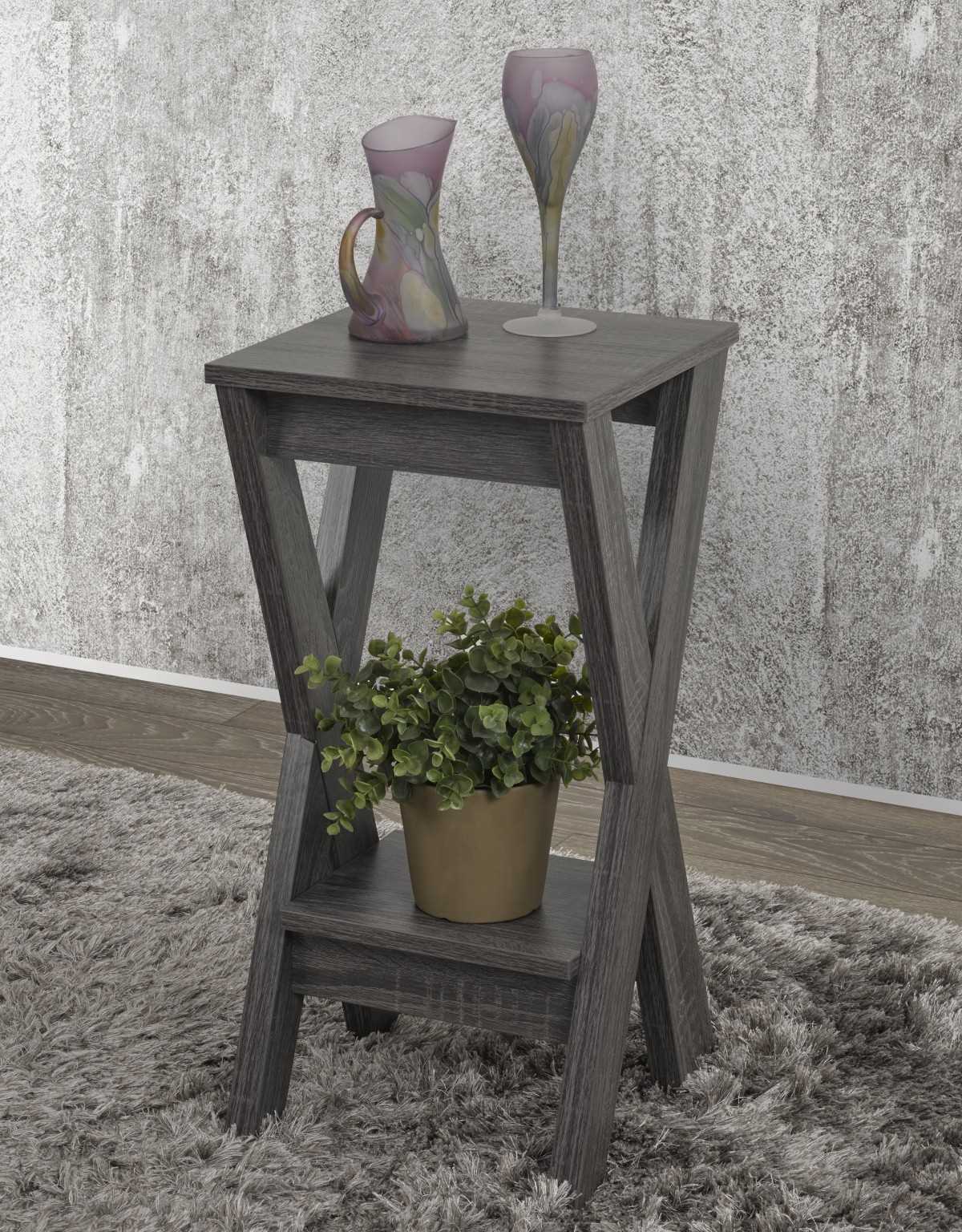 Wooden Plant Stand Grey 172225