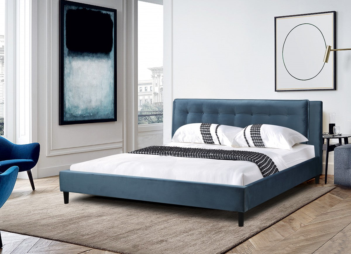 Tufted Upholstered Platform Bed Teal 363