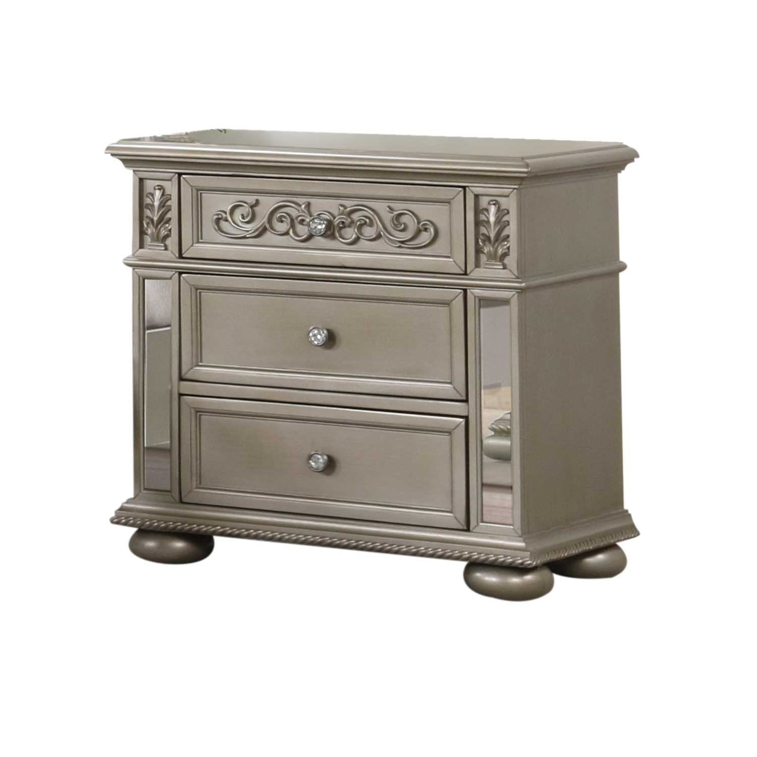 Platinum 2 Drawer Night Stand Silver 381