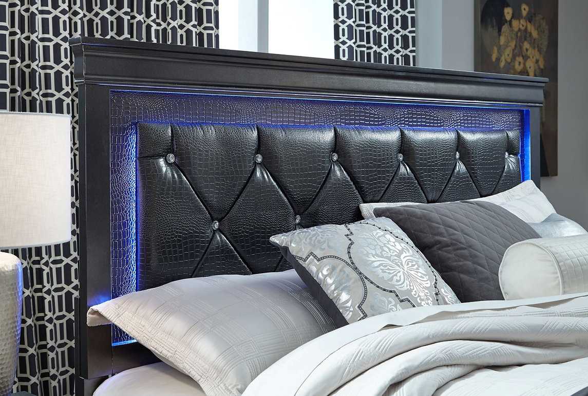 Pompei Grey Wooden Bed with PU Chrystal Headboard