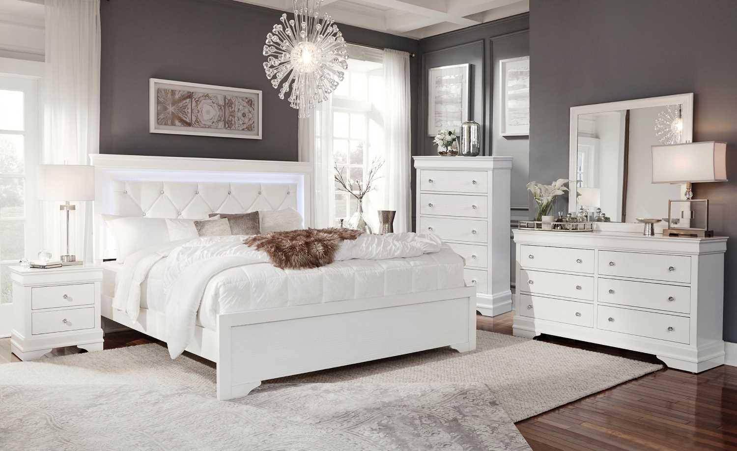 Pompei White Wooden Bedroom Set