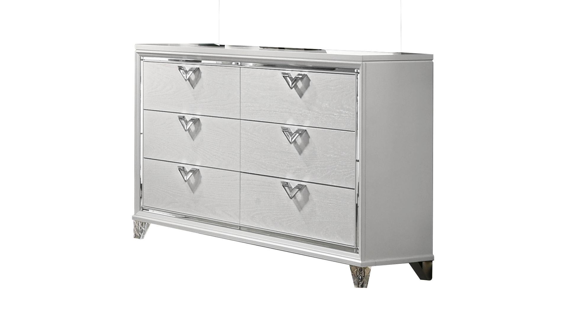 Prism 6 Drawer Dresser & Mirror White 1611