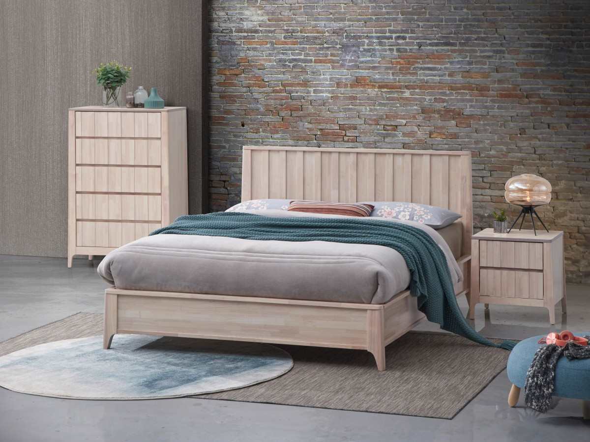 Ariel Wooden Queen Platform Bed White Wash 7916