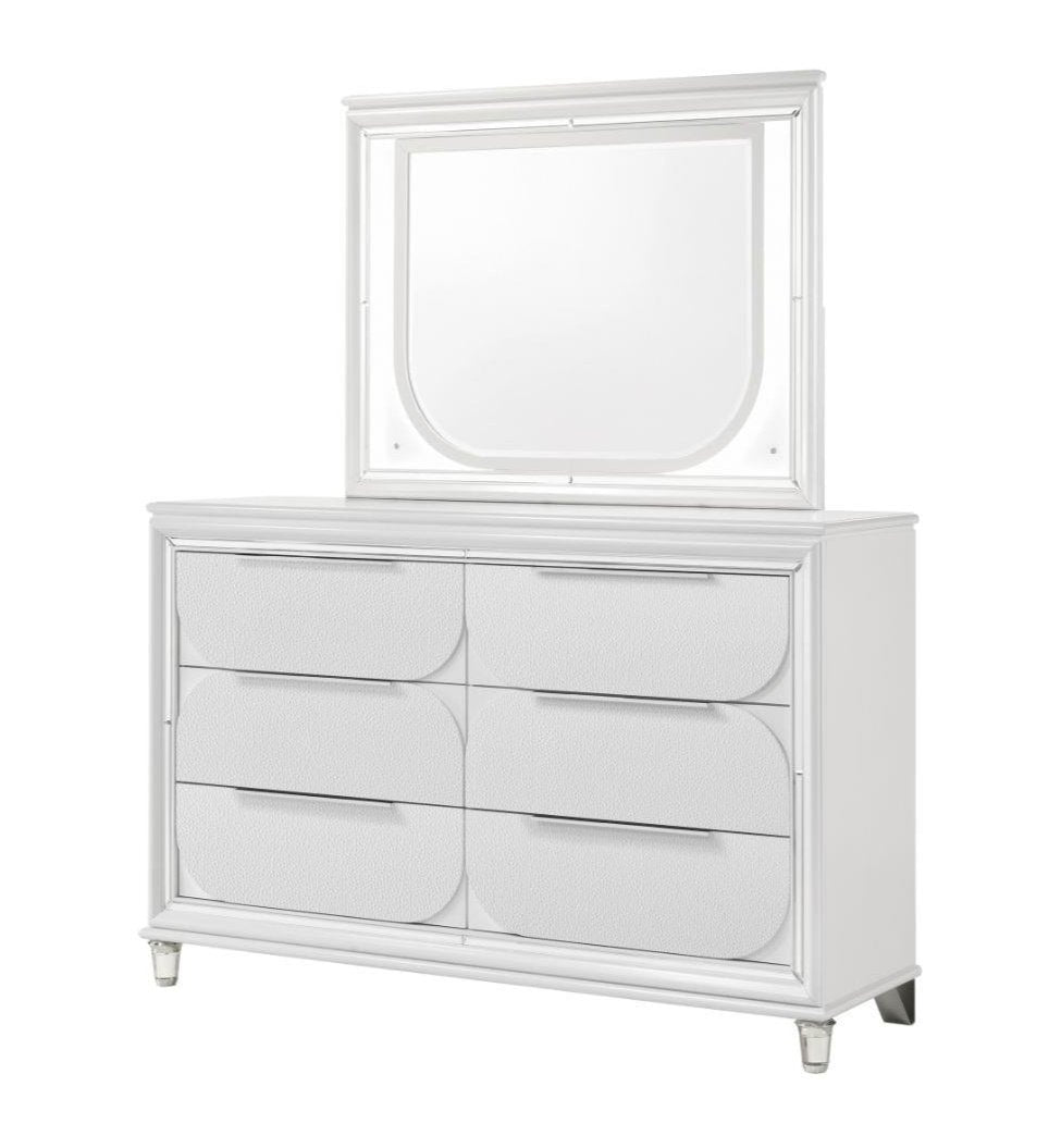 Rachel White 6 Drawer Dresser & Mirror 1621