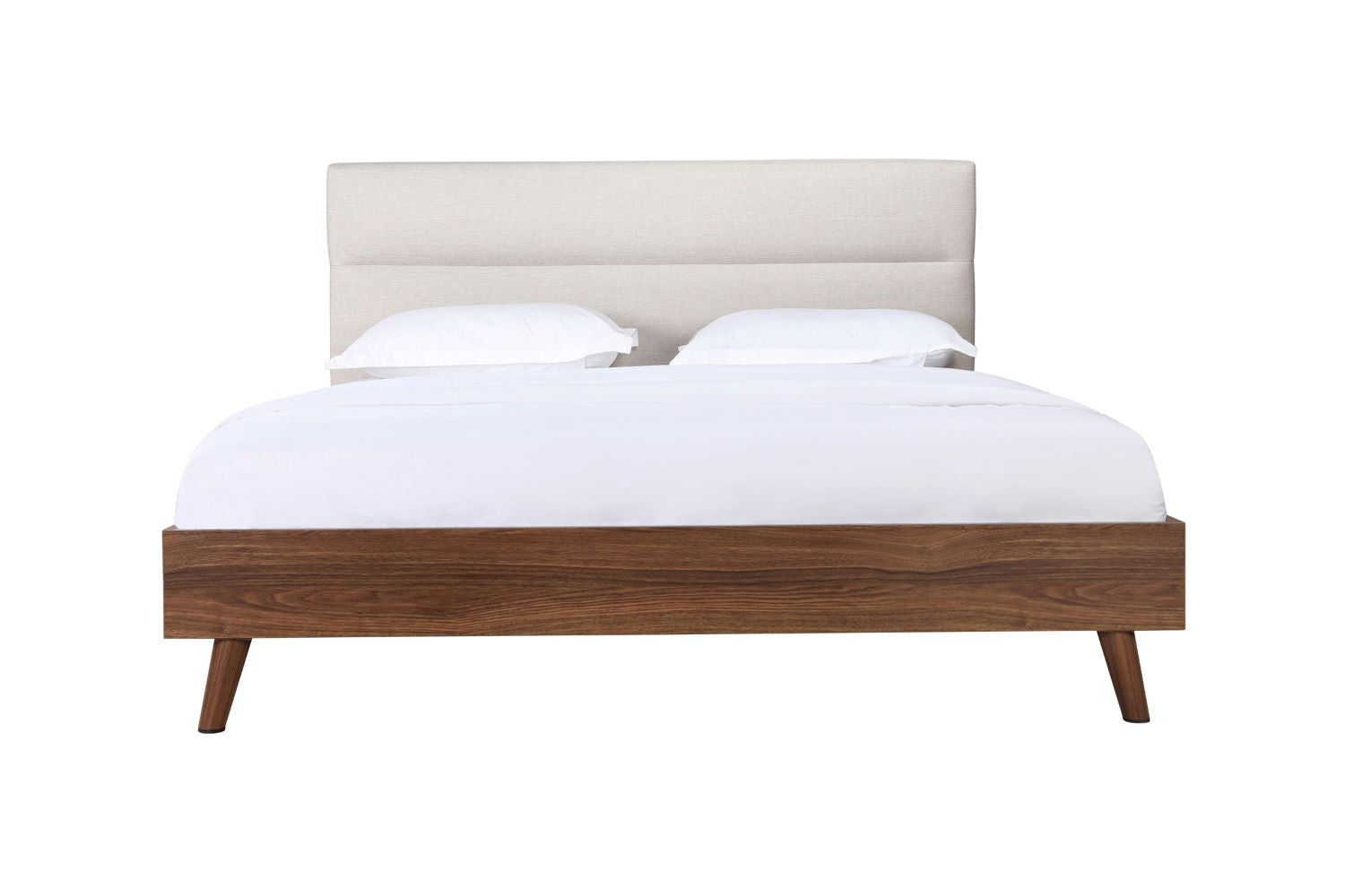 Radcliffe Walnut & Beige Upholstered Platform Bed 5897