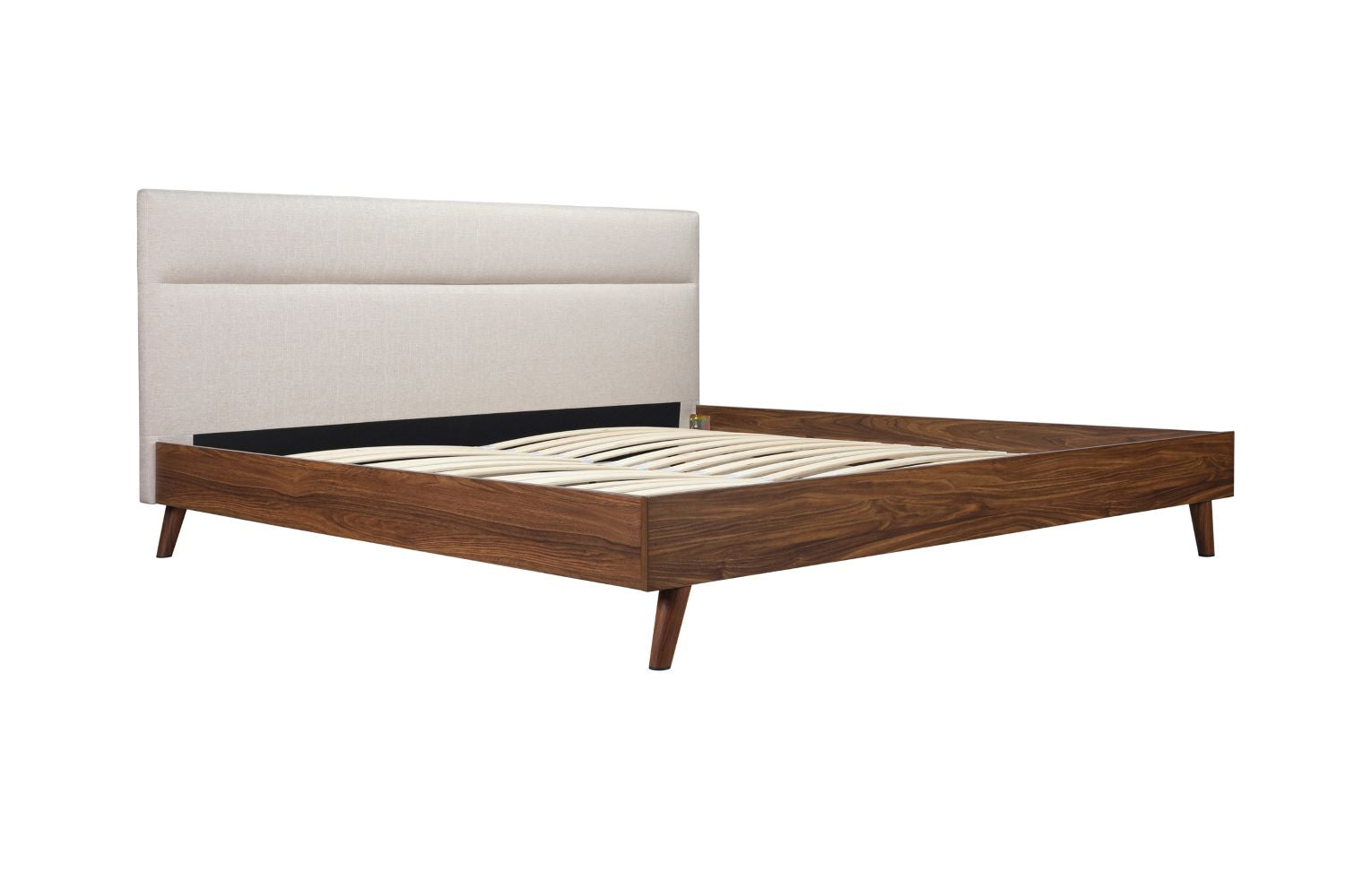 Radcliffe Walnut & Beige Upholstered Platform Bed 5897
