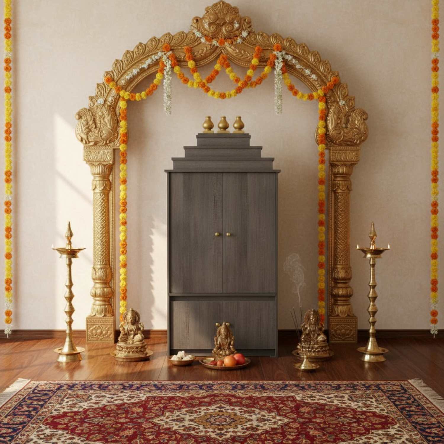 Radha Canadian Made Pooja Unit With Door & Light