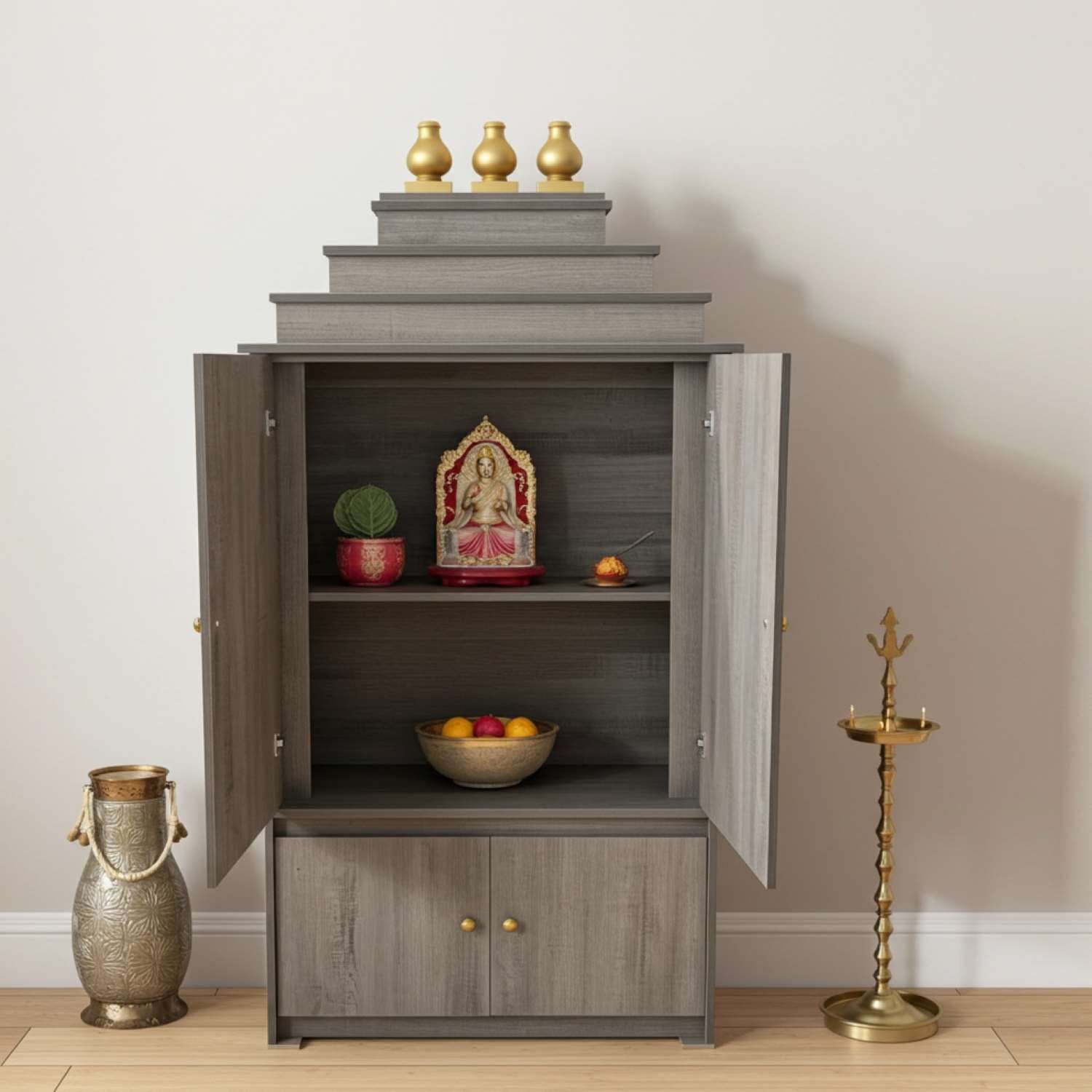 Radha Canadian Made Pooja Unit With Door & Light