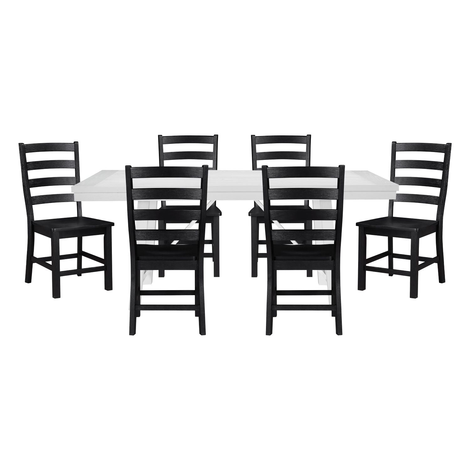 Redmond White Wooden Dining Table with Black Chairs 5929