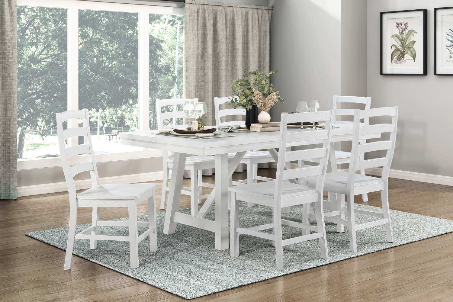 Redmond White Wooden Dining Table with White Chairs 5929