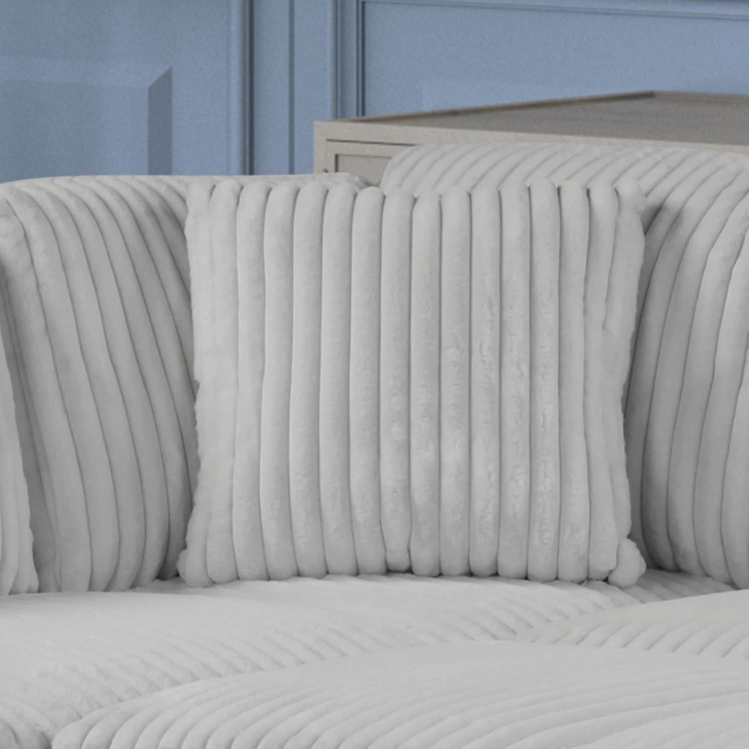 Relive Sectional Pull Out Sleeper Couch With Storage Chaise - Grey Corduroy Fabric 2045