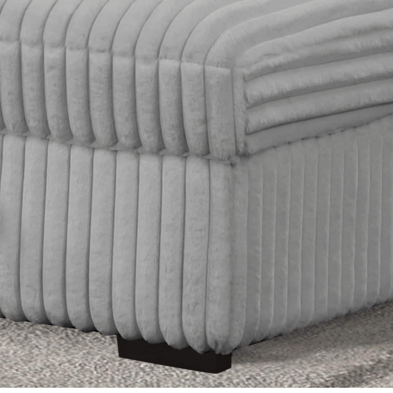 Relive Sectional Pull Out Sleeper Couch With Storage Chaise - Grey Corduroy Fabric 2045