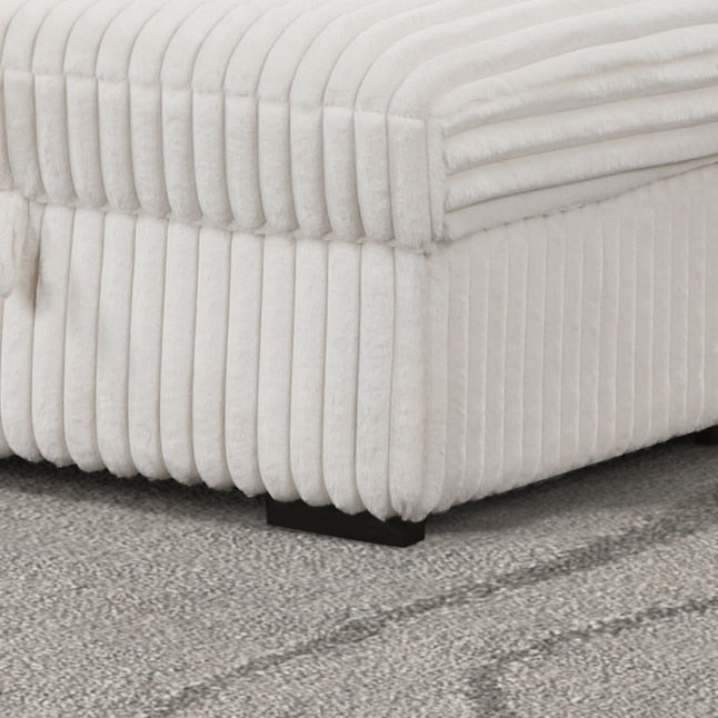 Relive Sectional Pull Out Sleeper Couch With Storage Chaise - Beige Corduroy Fabric 2045