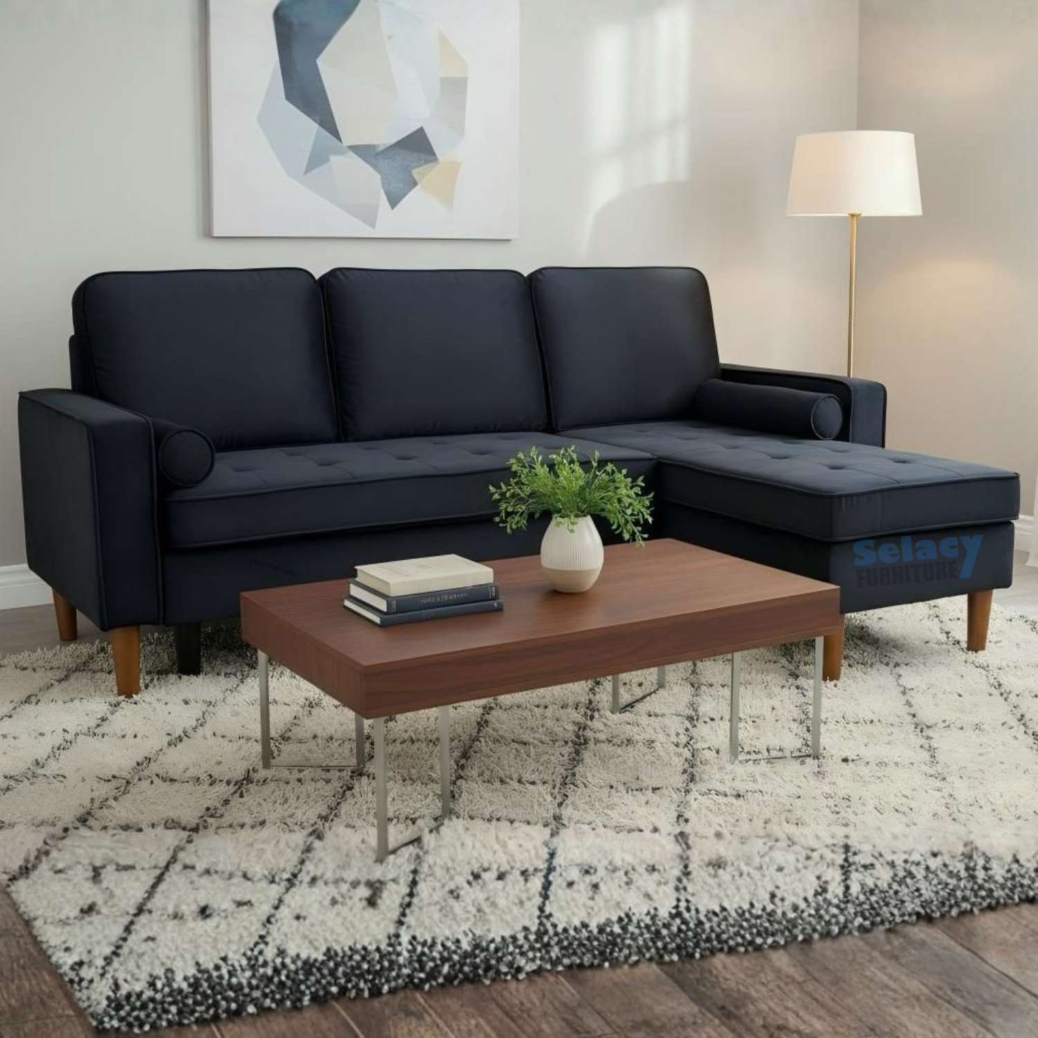 Reversible Sectional Velvet Fabric Sofa 9122C