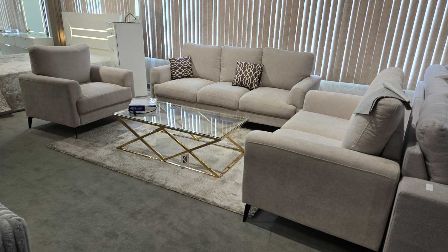 Rhea Snowflake Velvet Fabric Sofa Set KM3000