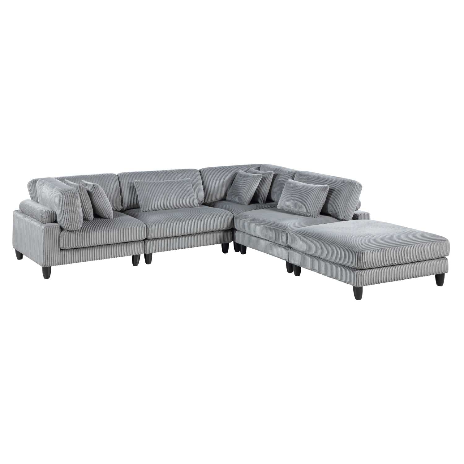 Robstown Grey 5 Piece Modular Sectional with Ottoman 9688