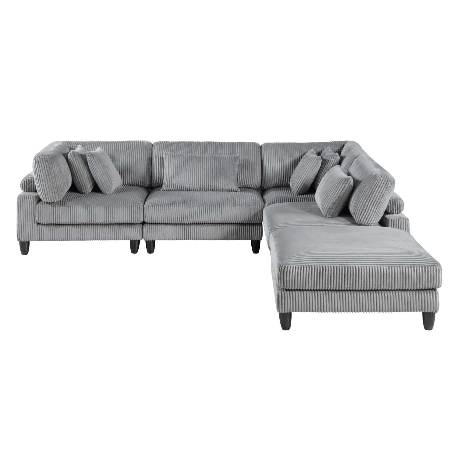 Robstown Grey 5 Piece Modular Sectional with Ottoman 9688