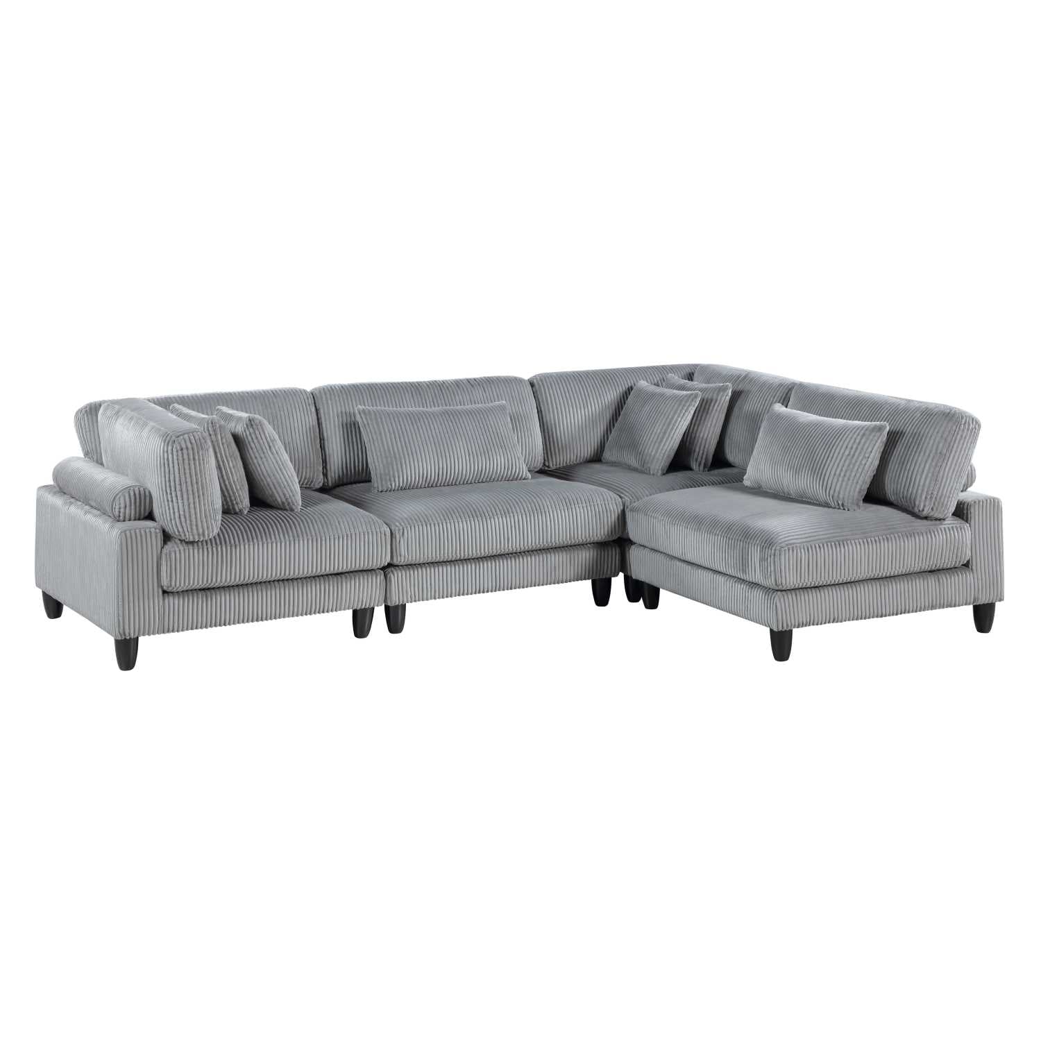 Robstown Grey 4 Piece Modular Sectional with Ottoman 9688