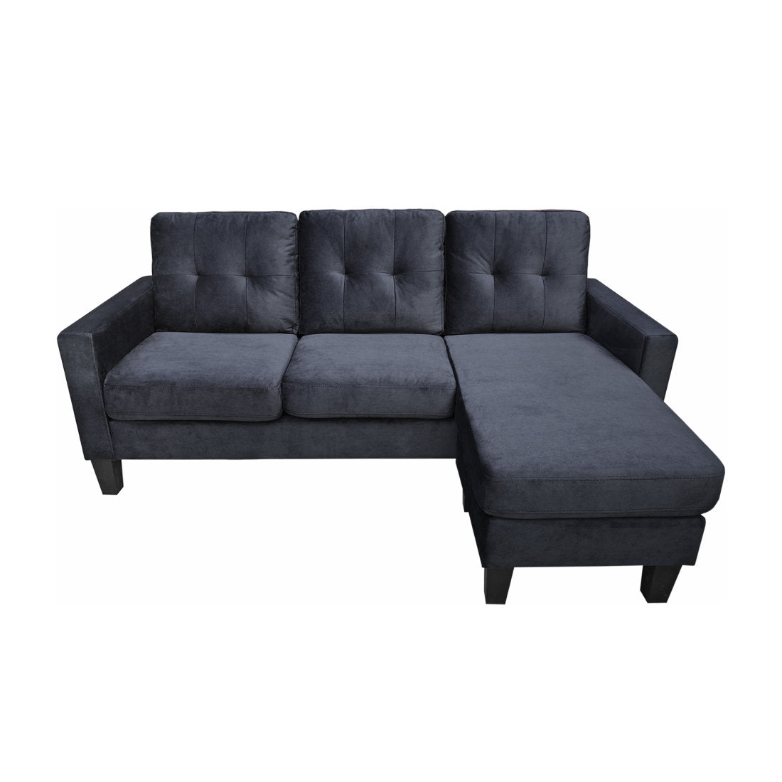 Robyn Reversible Velvet Sectional Sofa Black