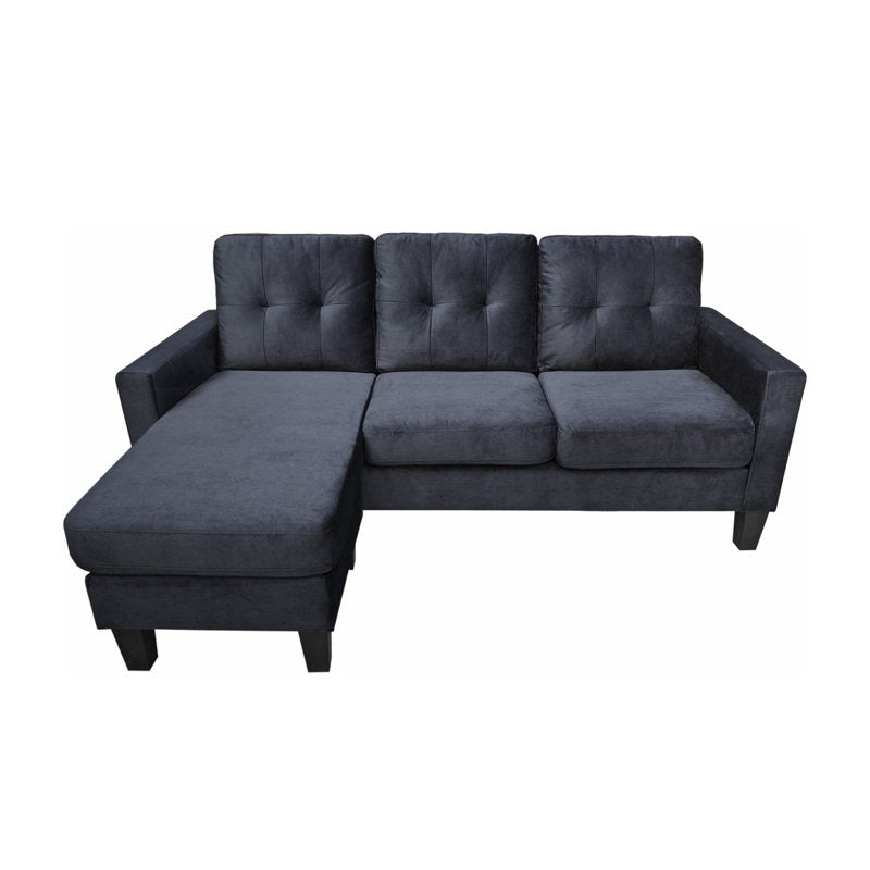 Robyn Reversible Velvet Sectional Sofa Black