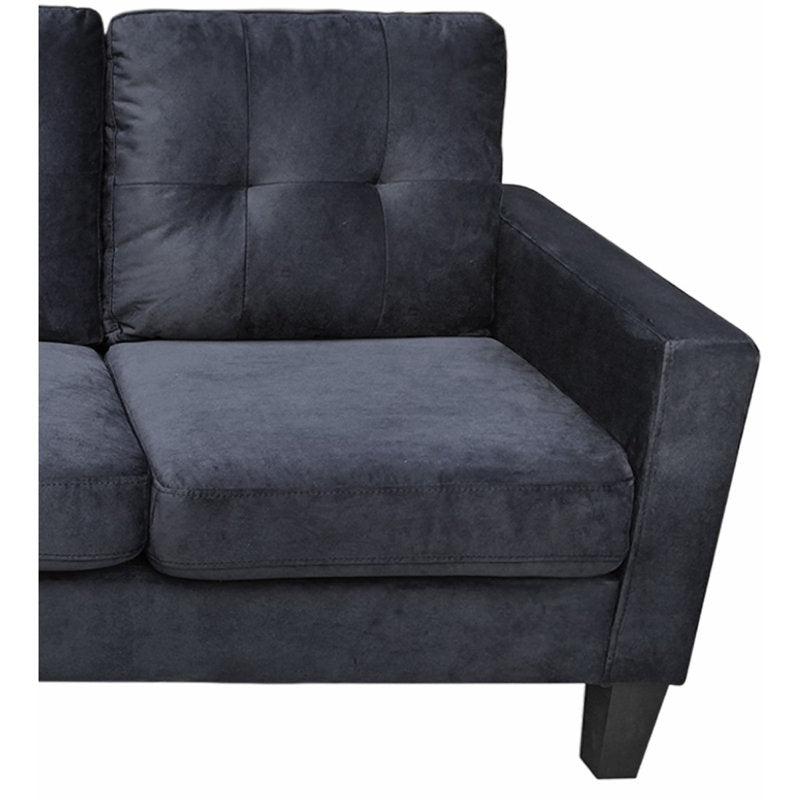 Robyn Reversible Velvet Sectional Sofa Black