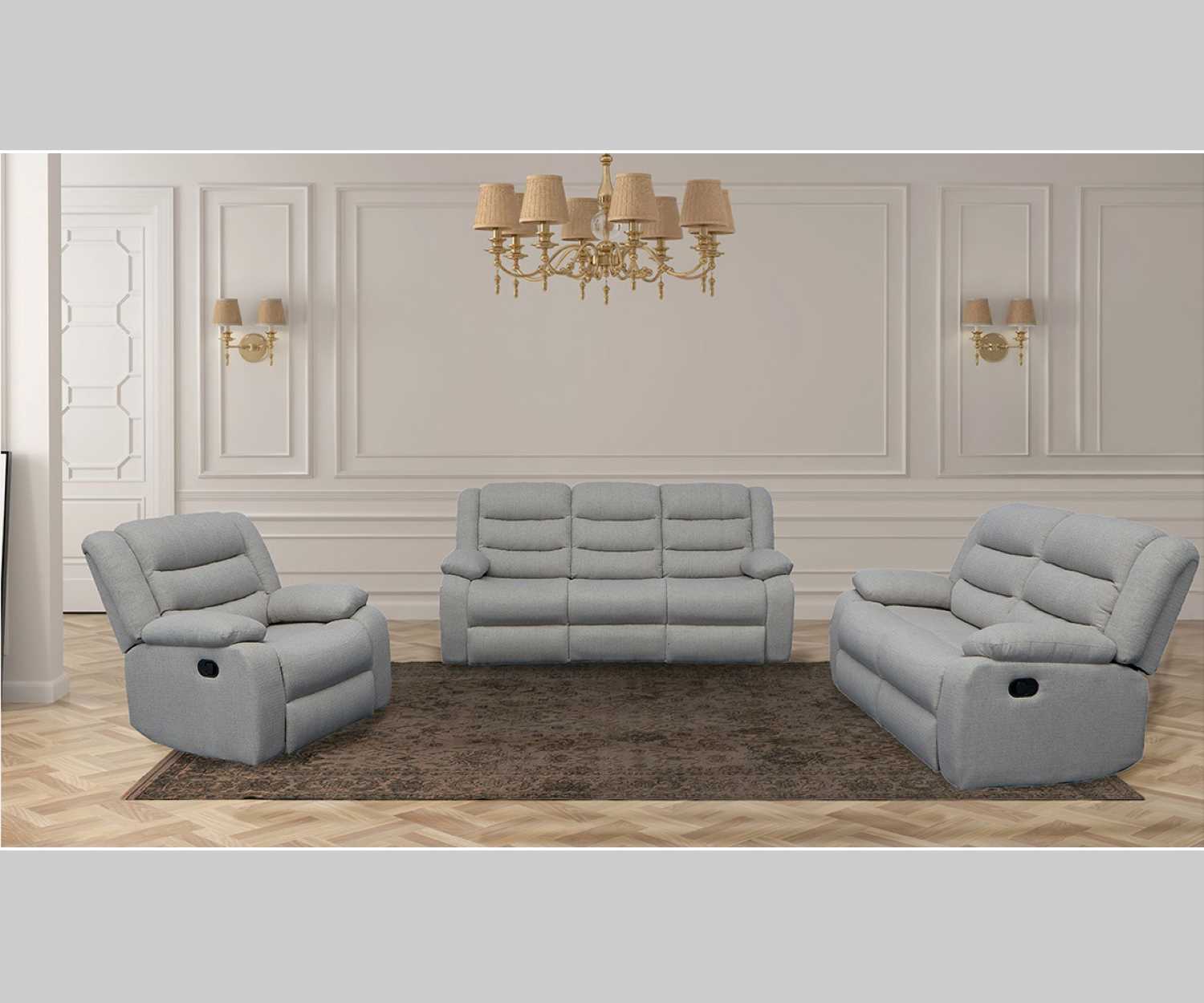Rowan High Performance Linen Fabric Sofa With Drop Down Tray Grey KM059