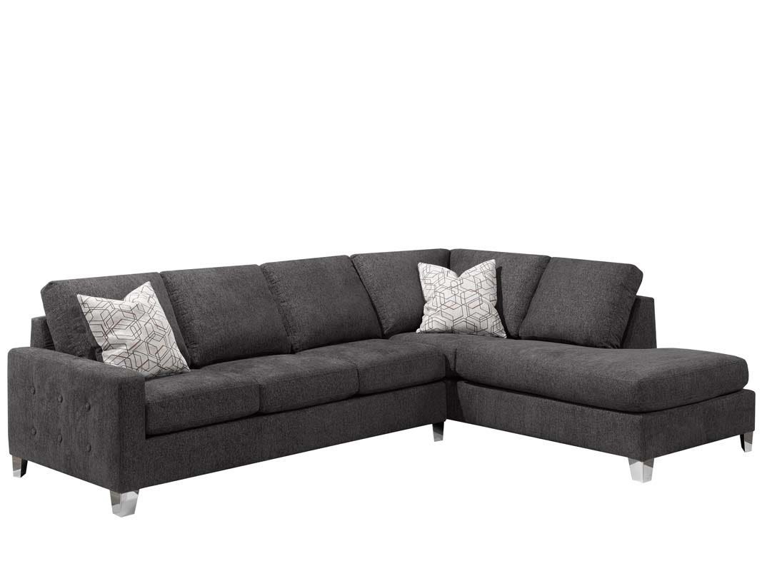 Canadian Made Francesca Ruba Anthracite Fabric Sectional Sofa 9851