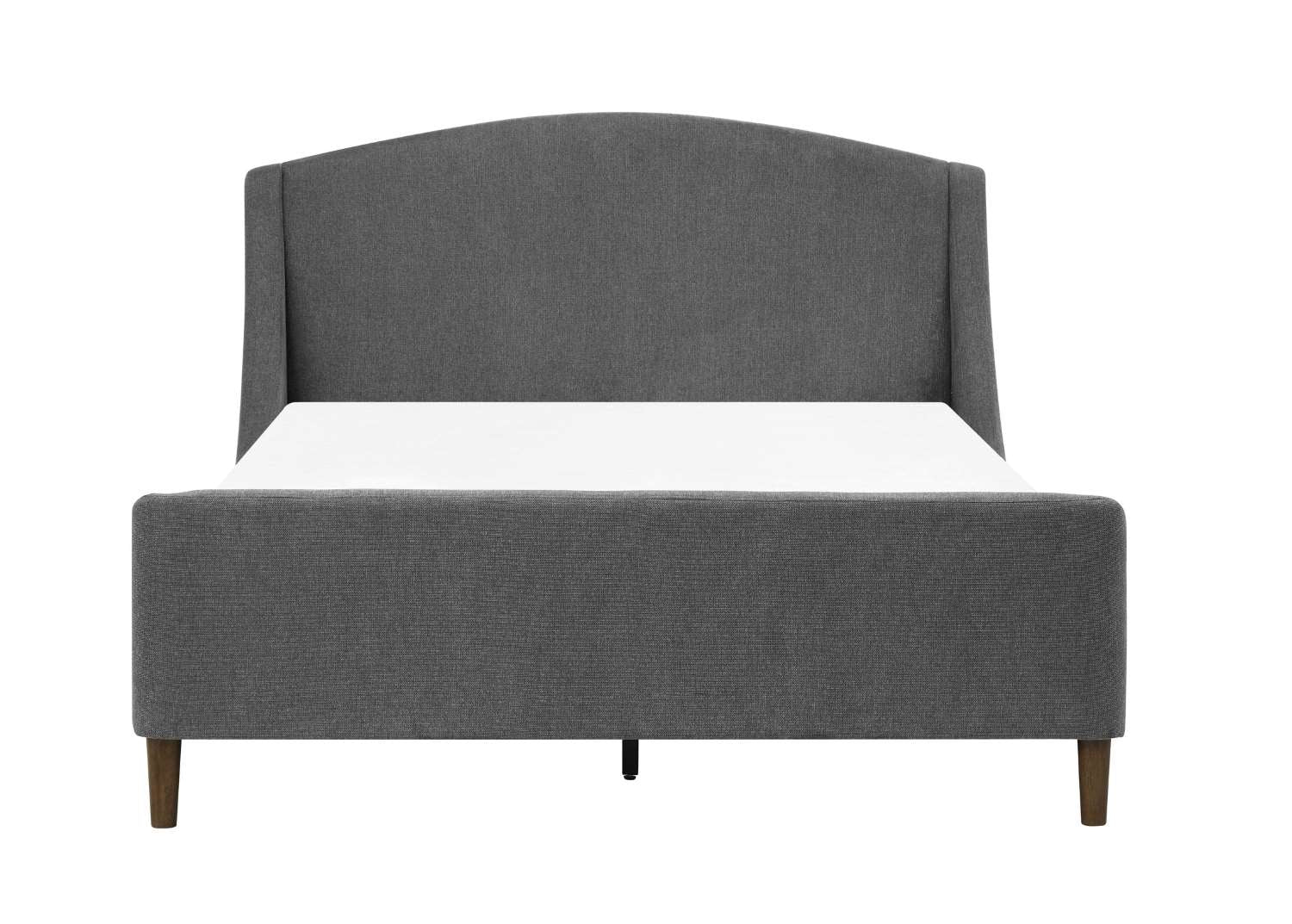 Sabrina Dark Grey Fabric Platform Bed with Brown Wooden Legs 5835