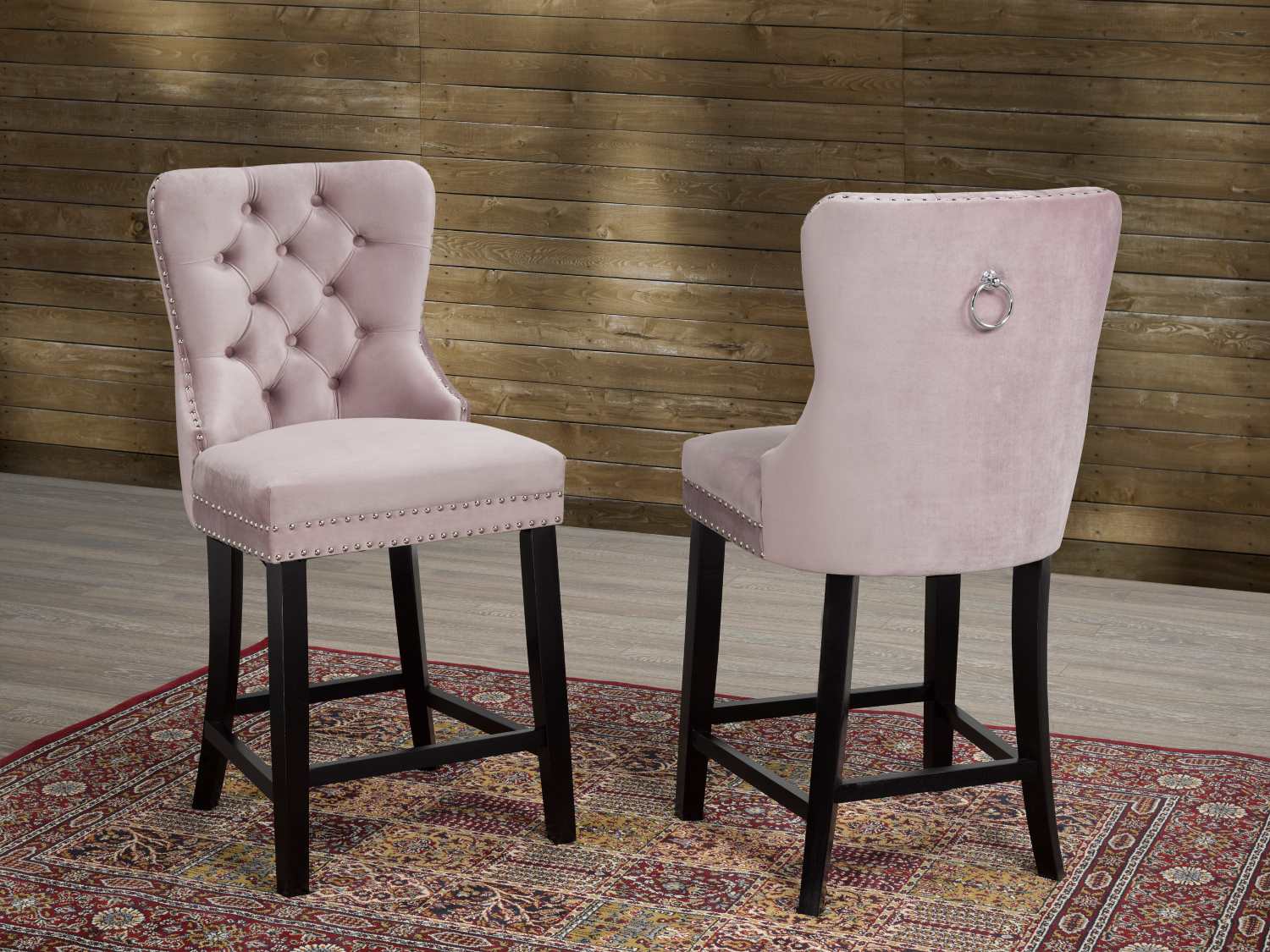 Salmon Fabric Barstool Set Of 2 - F458-B26 SM