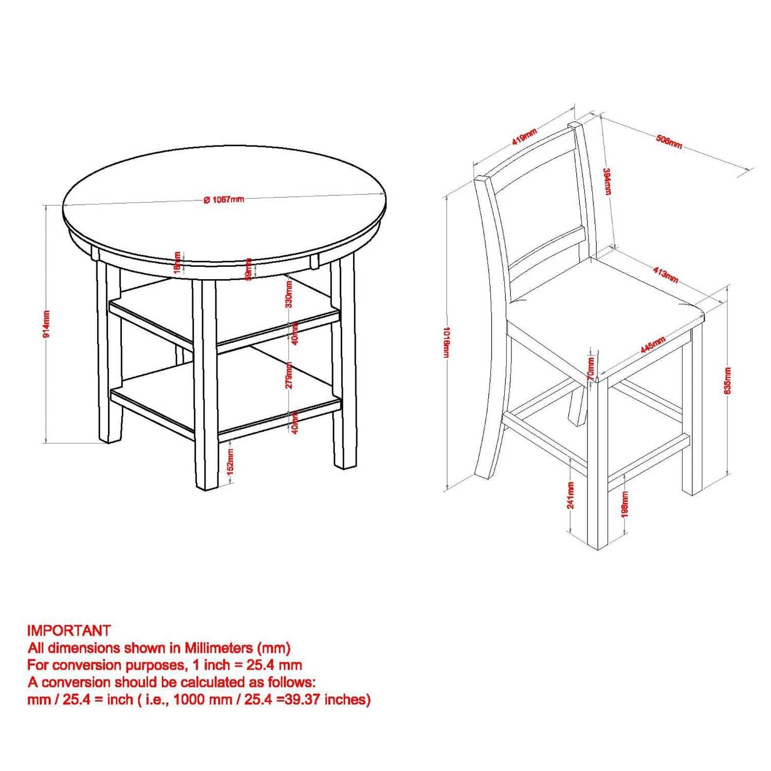 Samuel Wooden Round 5pc Pub Set in Whitewash 207-280PB-WT
