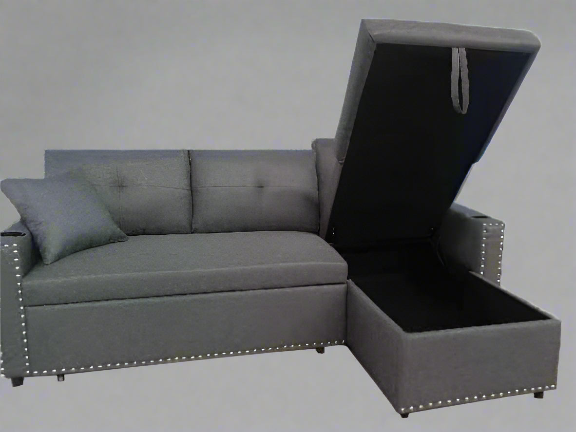 Santos Sectional Sofa Bed Light Grey