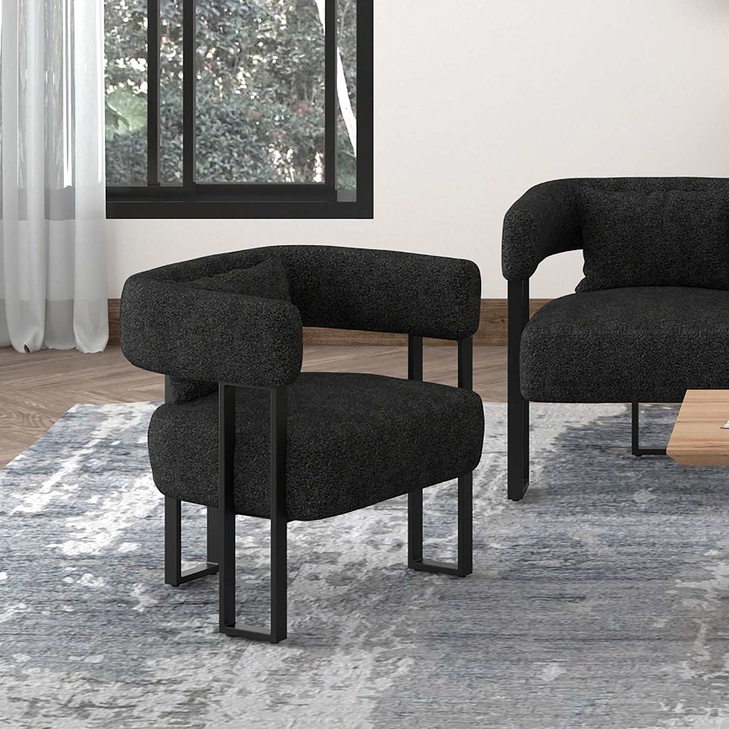 Scarlet Accent Chair In Charcoal Boucle And Black 403-108CH