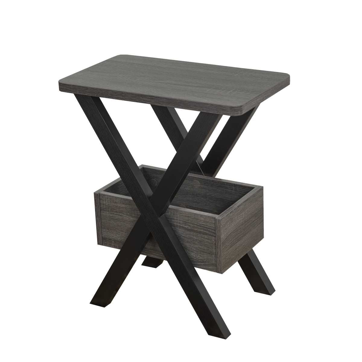 Wooden Side Table Grey/Black 161861