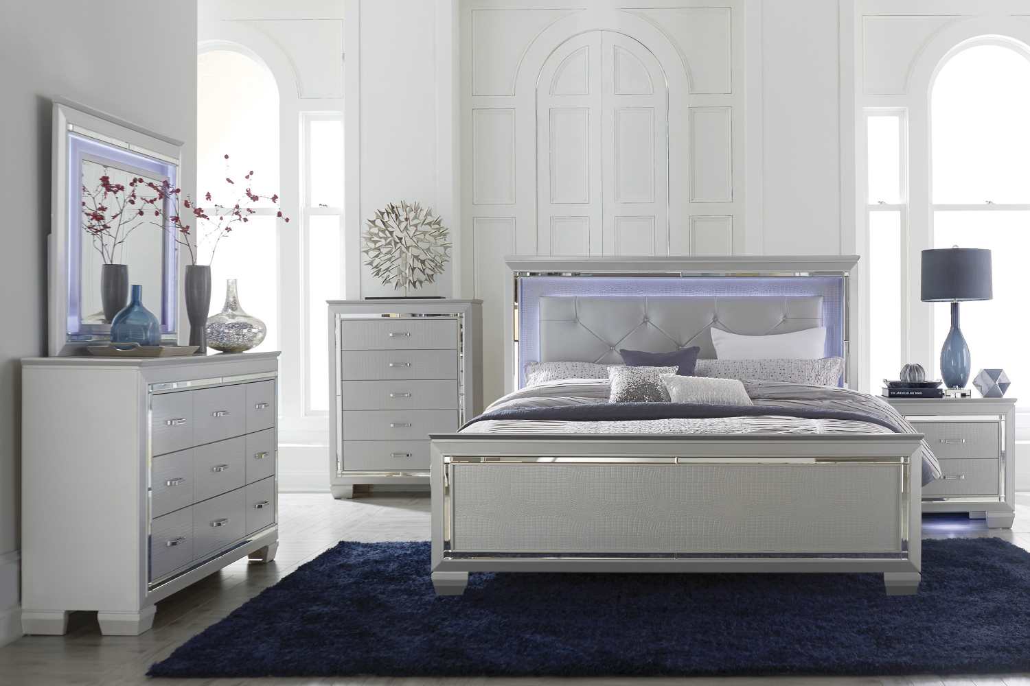 Silver Allura 9 Drawers Dresser & Mirror 1916